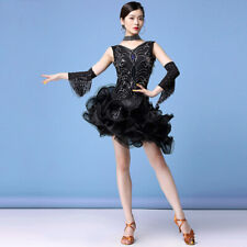 Femme Sequin Gland Robe Danse Salsa Tango Latin Samba Cha Salle de Bal Scène
