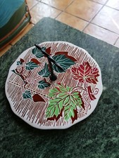  plateau à fromage décor feuilles  Sarreguemines digoin poignée fer forgé