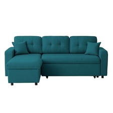 Canapé d'Angle Convertible "Pete" 220cm Bleu Pétrole