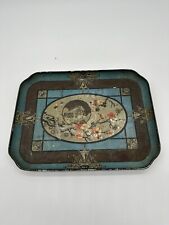 Plateau Repas Ancien Tôle Peinte À La Main 