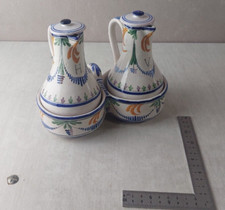 Ancien serviteur huilier / vinaigrier, en céramique de Quimper