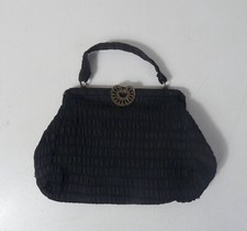 Ancien sac à main de soirée minaudière art déco en tissu gauffré vintage