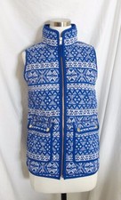 J.Crew EXCURSION VEST IN FAIR ISLE Medium Petite PM Print Puffer Blue White NWT
