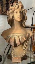 Buste Fille Gustav Van Vaerenbergh Plâtre Signé Authentique Art Nouveau