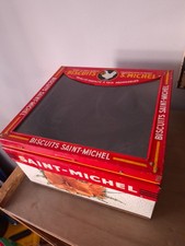 BOITE EN TOLE  , PRESENTOIR  D'EPICERIE BISCUITS SAINT MICHEL ( MERCIER )