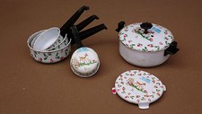 Dînette casseroles métal jouet vintage ancien jeu cocotte CHAMPIGNONS BICHE