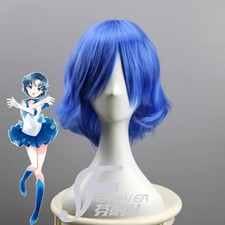 Perruque Mizuno Ami Pretty soldier Sailor Moon Cosplay perruque bleue courte