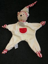 Doudou plat chat blanc rayé