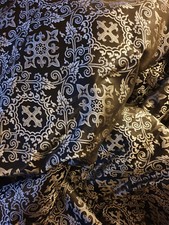 Tissu Brocard Noir Argent 160 cm x 1 mètre Neuf Gothique Halloween Renaissance