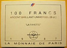 France. Coffret 100 Francs BU "La Fayette" de 1987. FDC