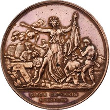 France, Jeton de présence, Siège de Paris, 1870, Cuivre, TTB+