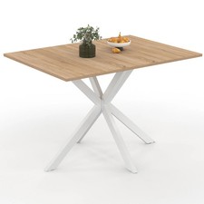 Table à manger rectangle ALIX 6 personnes pied araignée bois et blanc 110 cm