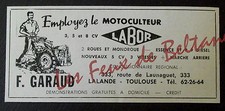 Publicité ancienne MOTOCULTEUR LABOR GARAUD TOULOUSE LALANDE  1964