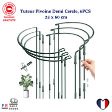 6 PCS Demi Rond Supports de Plantes Réglables, 25 * 60CM Métal Tuteurs pour P