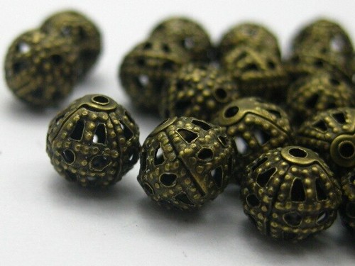 Perles 6mm filigrane bronze - filigrane,