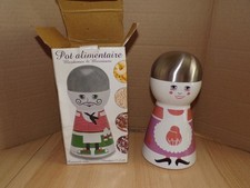 Pot alimentaire " mesdames et messieurs " couvercle inox 21,3 cm haut