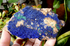 Azurite & Malachite sur Baryte 12x7cm Maroc - minéraux collection pierre rare