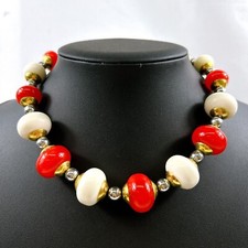 Collier de perles YSL Yves Saint Laurent rouge vintage authentique JAPON B1735