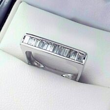 Bague canal mariage homme baguette simulé diamant 2 ct plaqué or blanc 14 carats