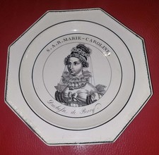 ASSIETTE FAIENCE FINE  CHOISY LE ROI SAR MARIE CAROLINE DUCHESSE DU BERRY