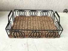 Plateau fer forgé et jonc de mer à poignées