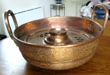 Ancien grand brasero cuivre rouge France XIX très rare superbement gravé unique