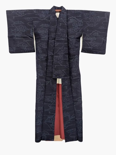 K1064b kimono vintage bleu - vintage,