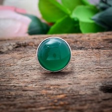 Ravissante Vert Gemme Onyx 925 Argent Sterling Handmade Bague Cadeau pour Elle