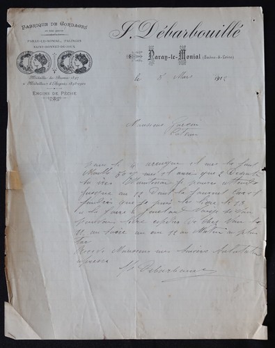 Facture paray monial 1912 - facture,