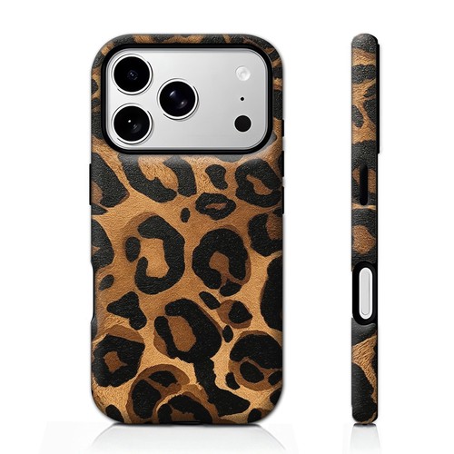 Brown leather leopard print - brown,