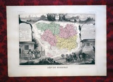 Carte du département du MORBIHAN, gravure originale sur acier de 1866