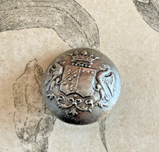 Ancien bouton - Couronne Marquis Armoiries d'alliance XIXe métal argenté blason