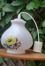 Luminaire Globe Vintage Opaline Ciselée Forme Goutte Décor Fleurs