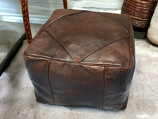 Pouf Marocain En Cuir De Haute Qualité Fait Main Carré 46x46x40