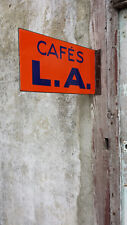 Ancienne plaque émaillée publicitaire CAFÉS L.A. déco cuisine LOS ANGELES - Nord