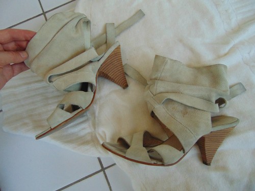 Chaussures sandales daim beige - sandales,