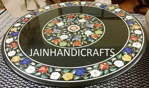 Black round marble table - round,