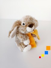 Peluche/Doudou Lapin Blanc Marron Beige Chiné Écharpe Orange Flocon 17cm Lascar