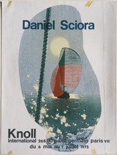 DANIEL SCIORA - Poster Affiche en lithographie KNOLL 1975 Bateau voile