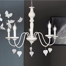 Lustre Classique Provençal Cœur 5L en Bois Shabby Chic Chambre à Coucher