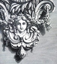 Eau forte, horloge ornementé