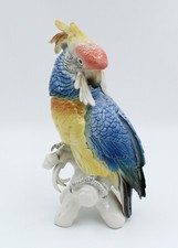 Karl Ens GRAND OISEAU en porcelaine émaillé SAXE PERROQUET CACATOES  H = 34 CM