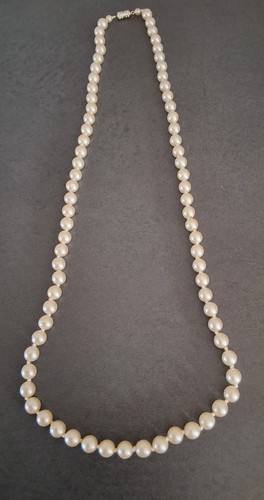 Long collier perles blanches - long,