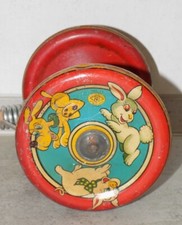 ANCIEN JOUET A TIRER POUSSER BOIS ET TÔLE MODERN TOYS JAPAN N°11 LAPIN COCHON