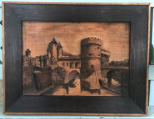 Louis Thiam (1914-1973)-METZ LA PORTE DES ALLEMANDS-Sculpture Sur Bois signée