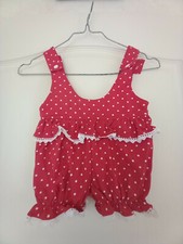 combi short bebe fille taille 6 mois rouge a petit pois et dentelle neuf