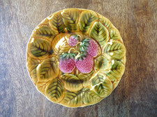 SARREGUEMINES ASSIETTE BARBOTINE-fraise-vintage-Ø19,5cm Design 60 70 80