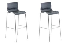 Lot de 2 Tabourets de Bar Hoover Siège Plastique 4 Pieds en Métal Chromé ou Noir