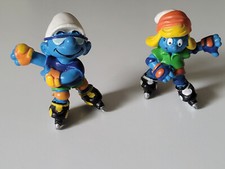 SCHTROUMPFS  SCHLEICH/PEYO 20442 et 20443 ROLLER BLADE VINTAGE 1996 GERMANY