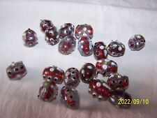 Anciennes perles verre de murano. Couleur blanc/rouge. Vendue à l'unité. N°230